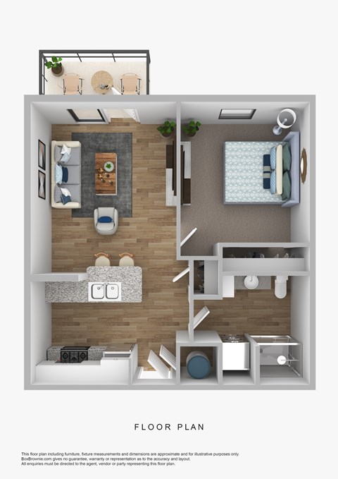 Floor plan for 1 bed, 1 bath, 546 sqft